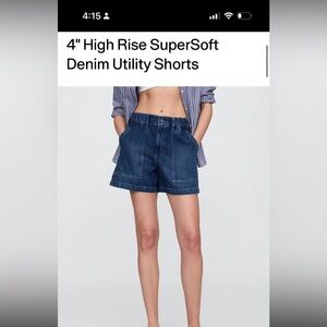 Gap 4" High Rise SuperSoft Denim Utility Shorts